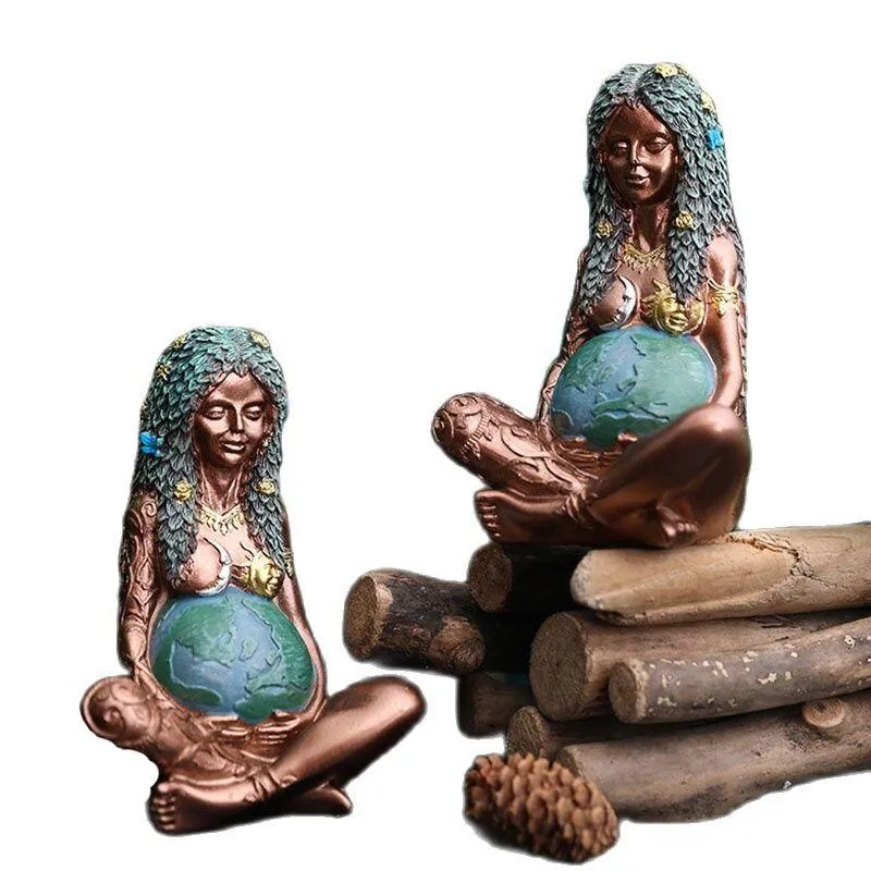 Décoration de la maison Ornements Mère Terre Décoration Figurines Déesse Rétro Miniature Modèle Ameublement Pendaison De Crémaillère Cadeaux Artisanat