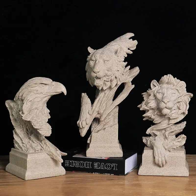 Sculpture animale grès cheval tête d'aigle Figurines décoration de la maison ameublement résine Statue cadeaux d'affaires bibliothèque décors