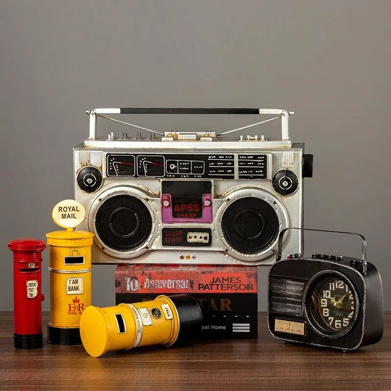 Européen Nostalgique Vintage Radio Boîte Aux Lettres Modèle Bureau À Domicile Décoration Artware Multifonction Téléphone Tirelire Ornement Artisanat