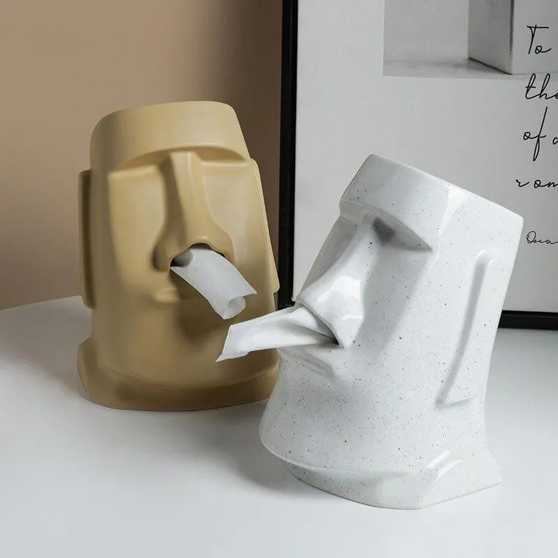 Fournitures pour la maison créatives Moai boîte à mouchoirs Sculpture et Statue personnalité créative papier salon décoration Figurines artisanat