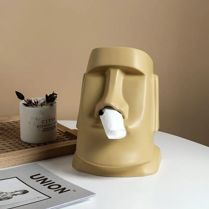 Fournitures pour la maison créatives Moai boîte à mouchoirs Sculpture et Statue personnalité créative papier salon décoration Figurines artisanat