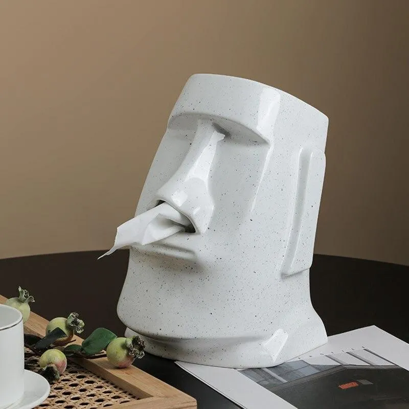Fournitures pour la maison créatives Moai boîte à mouchoirs Sculpture et Statue personnalité créative papier salon décoration Figurines artisanat
