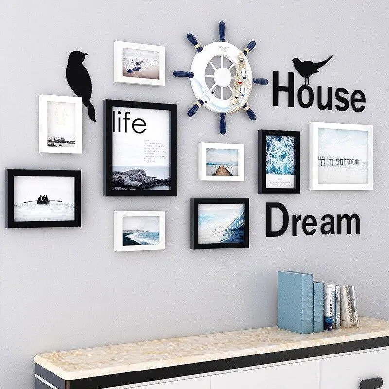Accessoires de décoration de la maison Cadre photo créatif Décoration murale Cadre photo combiné Fournitures ménagères modernes européennes
