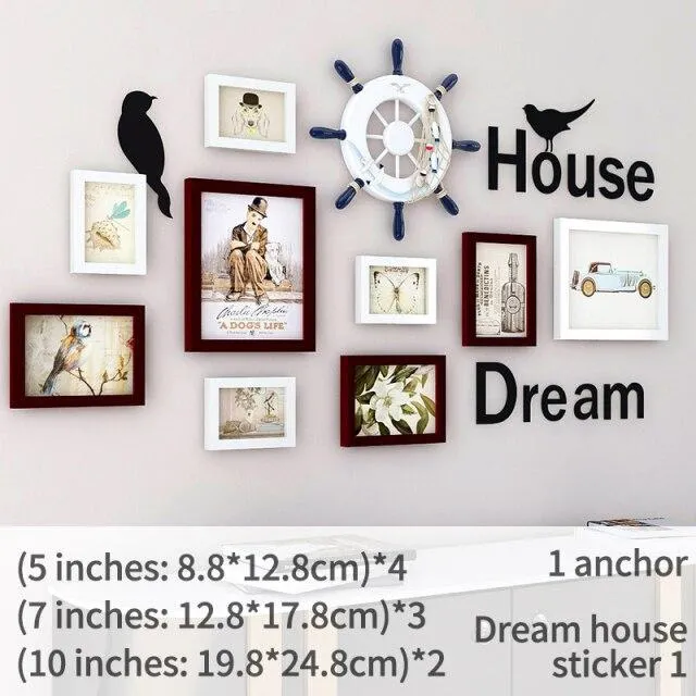 Accessoires de décoration de la maison Cadre photo créatif Décoration murale Cadre photo combiné Fournitures ménagères modernes européennes