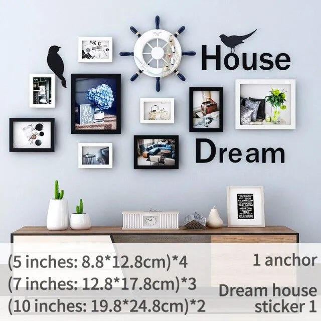 Accessoires de décoration de la maison Cadre photo créatif Décoration murale Cadre photo combiné Fournitures ménagères modernes européennes