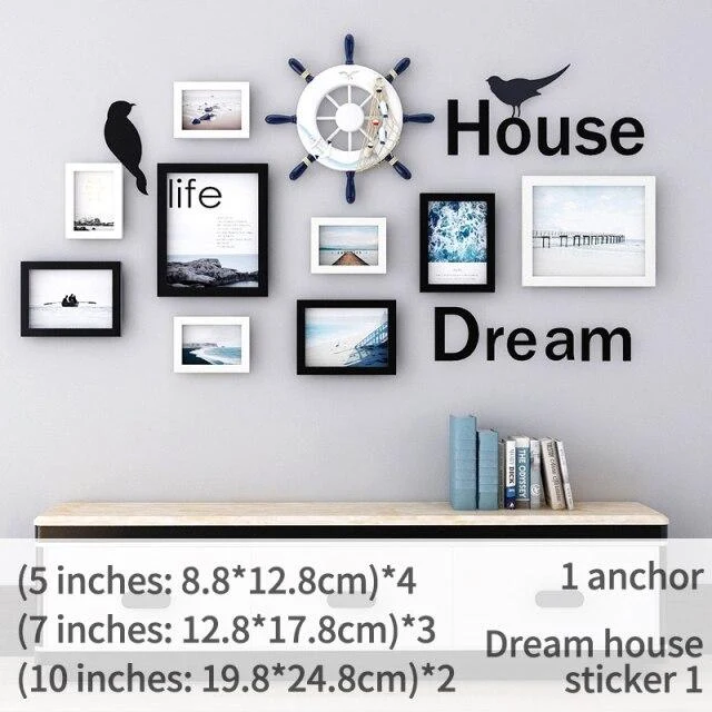 Accessoires de décoration de la maison Cadre photo créatif Décoration murale Cadre photo combiné Fournitures ménagères modernes européennes