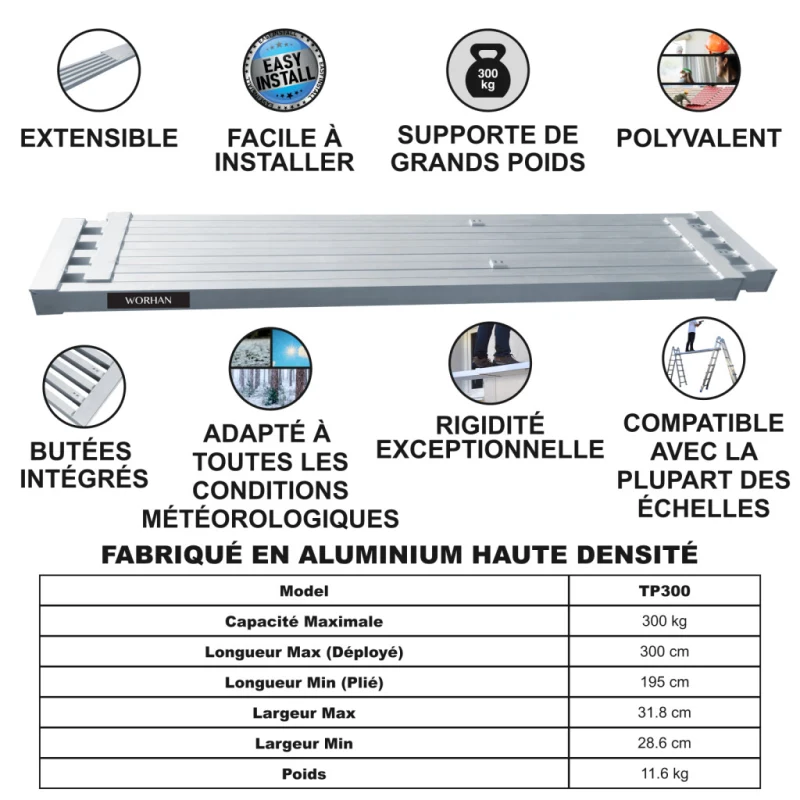 Plateforme Extensible de Travail 300cm