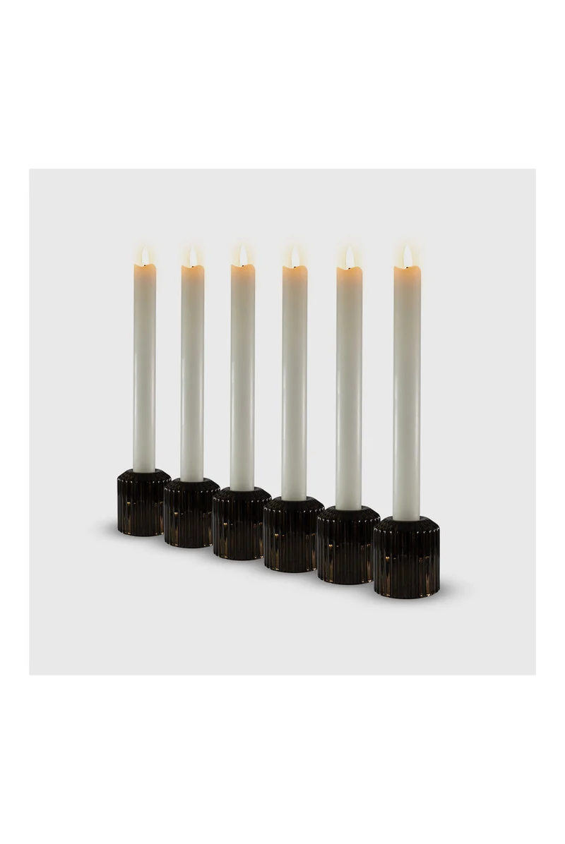 Lot de 6 bougies LED coniques - Blanc cassé