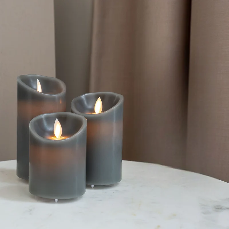 3 Bougies LED rechargeables – Gris