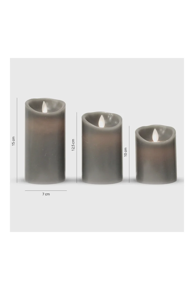 3 Bougies LED rechargeables – Gris
