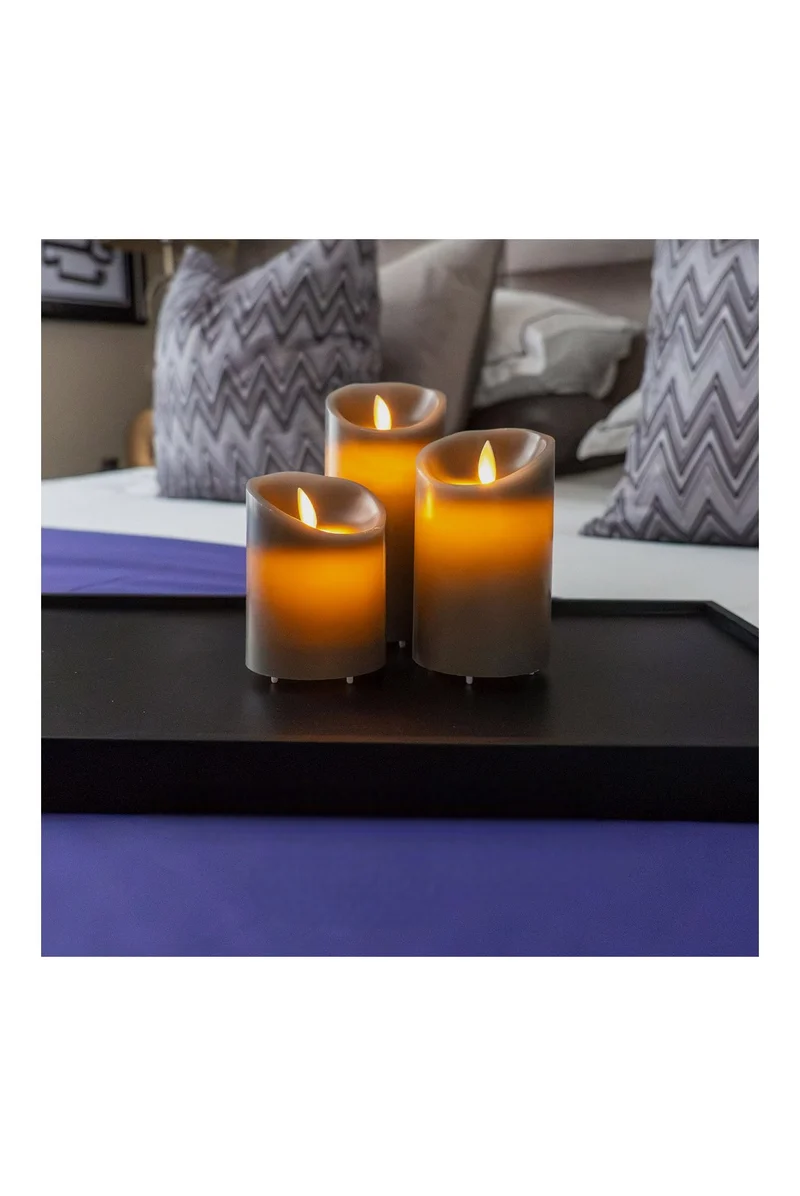 3 Bougies LED rechargeables – Gris