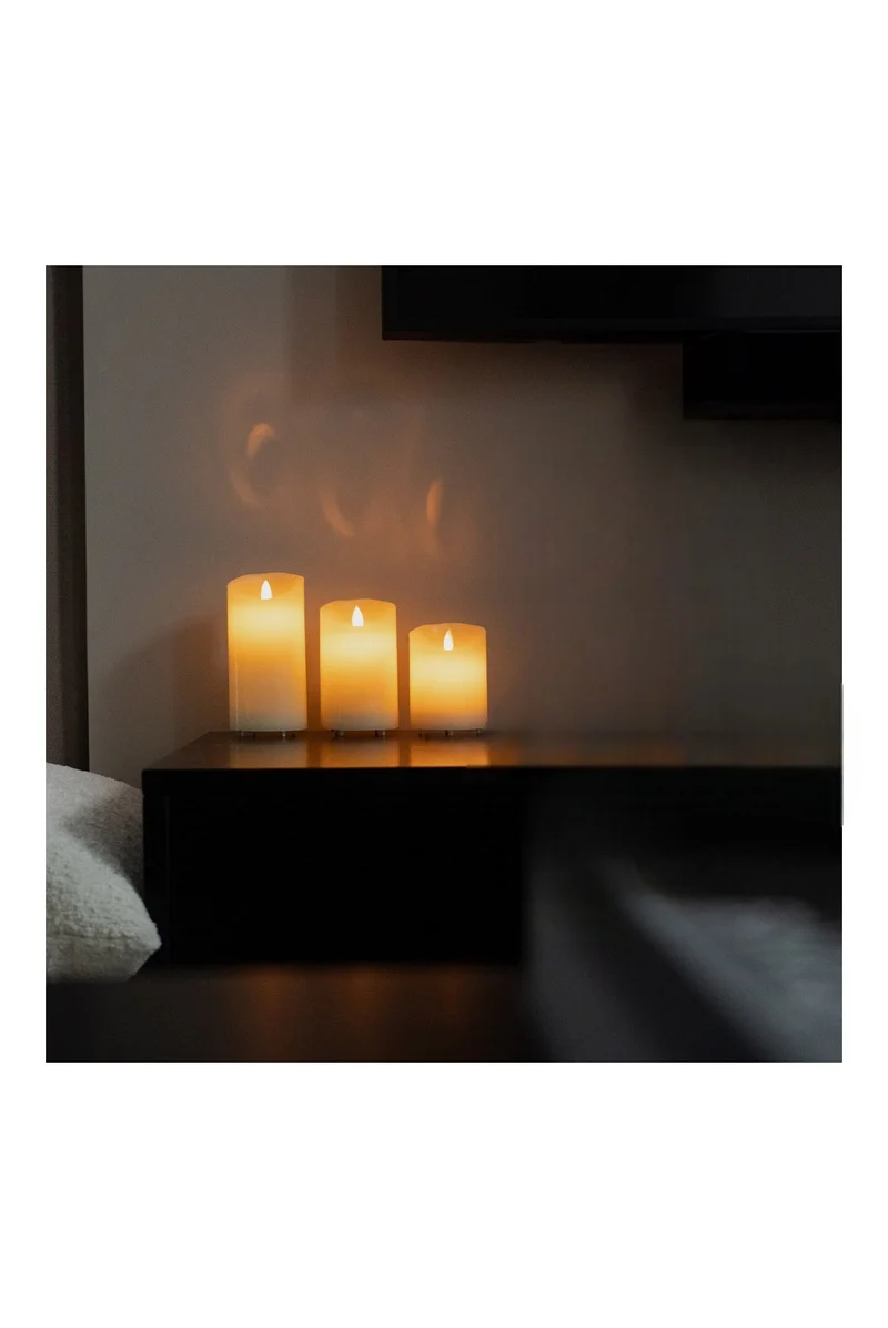 3 Bougies LED rechargeables – Blanc cassé