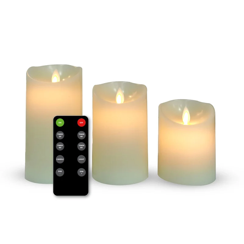 3 Bougies LED rechargeables – Blanc cassé