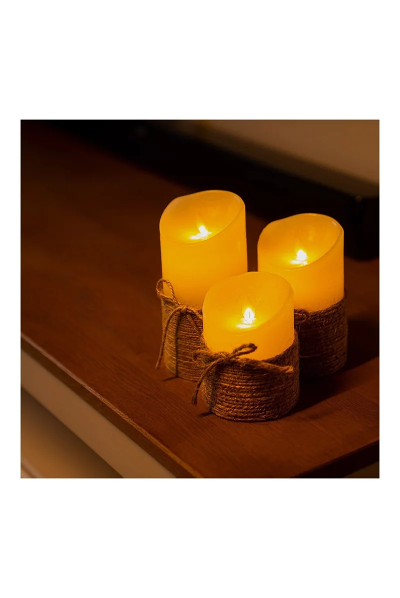 Coffret de 3 bougies en cire à LED avec télécommande