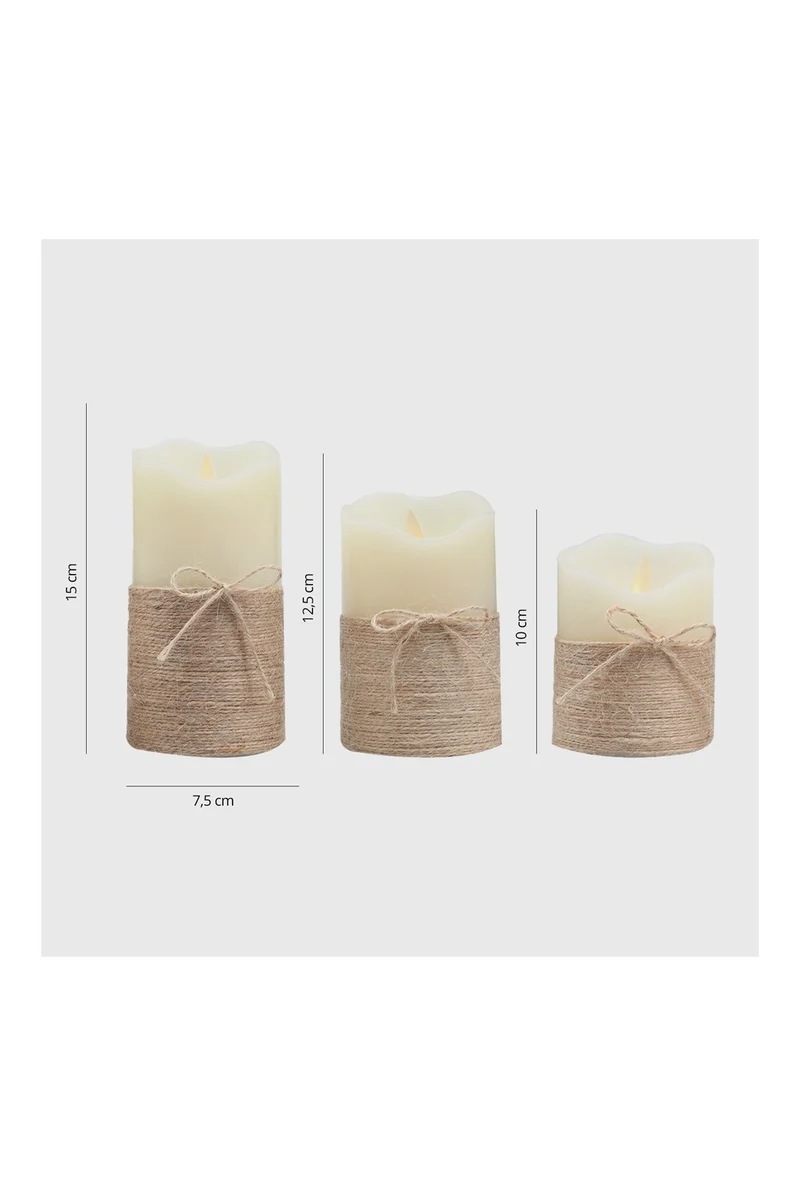Coffret de 3 bougies en cire à LED avec télécommande