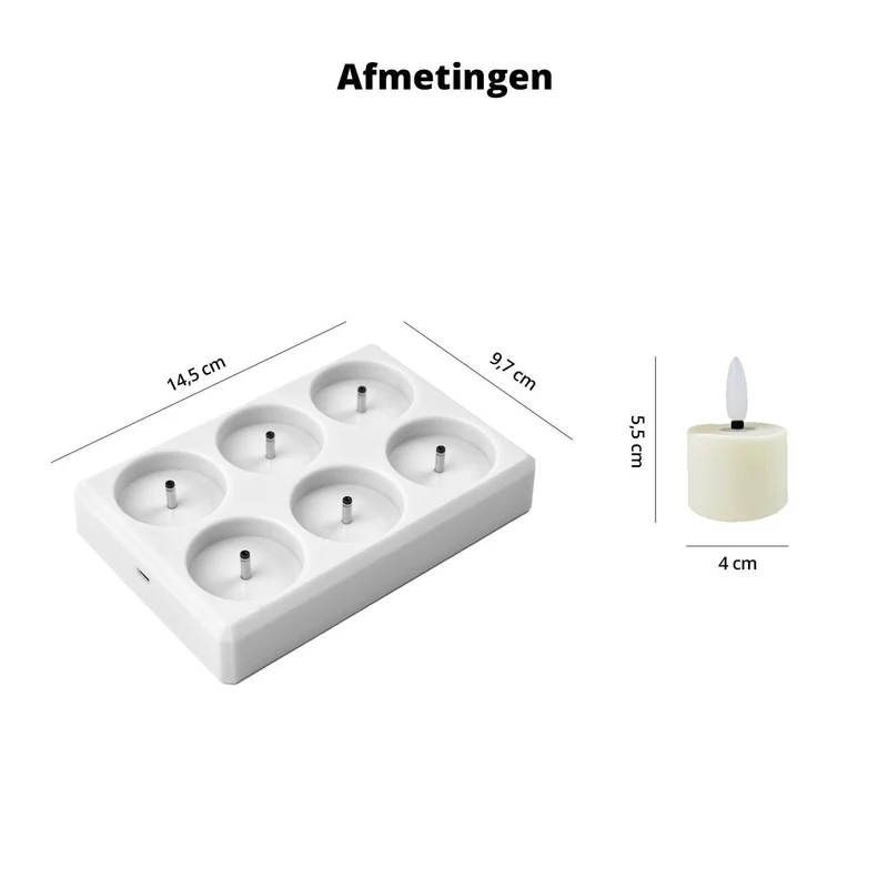 Lot de 6 Bougies chauffe-plat chauffe-plat rechargeables - Bougies LED avec flamme mobile - Télécommande incluse