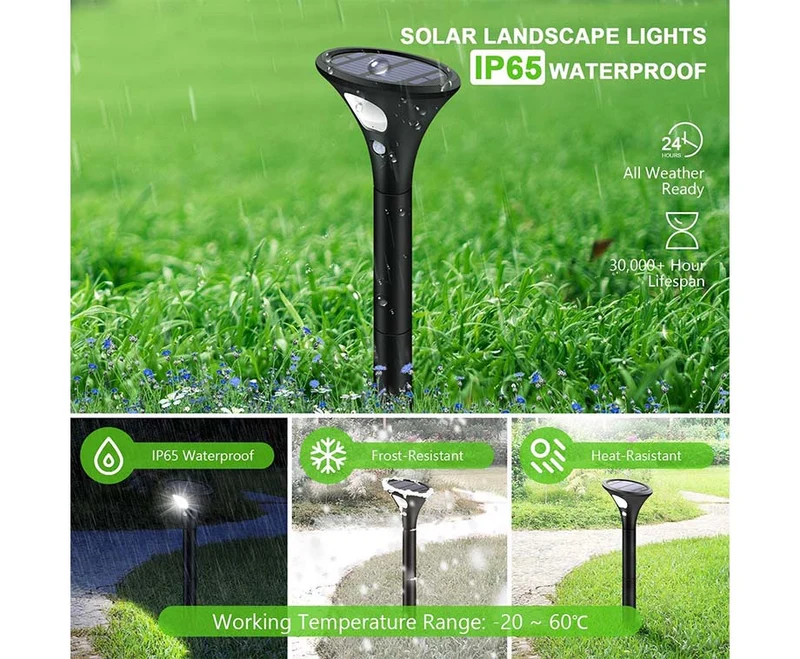 Lot de 2 lampes solaires Spike - Éclairage d'allée de jardin