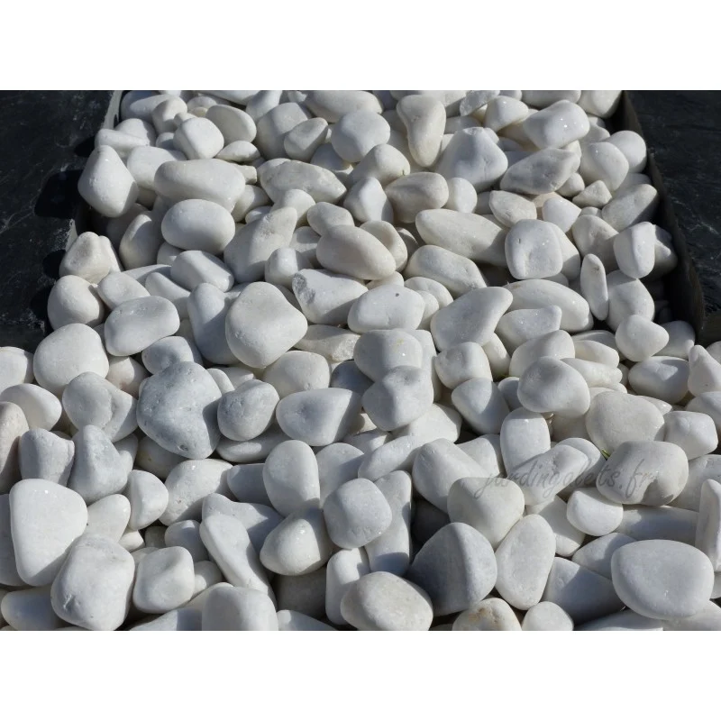 Galets blanc décoratifs 12/24 - reflets pailletés - 60 à 80 kg/m²