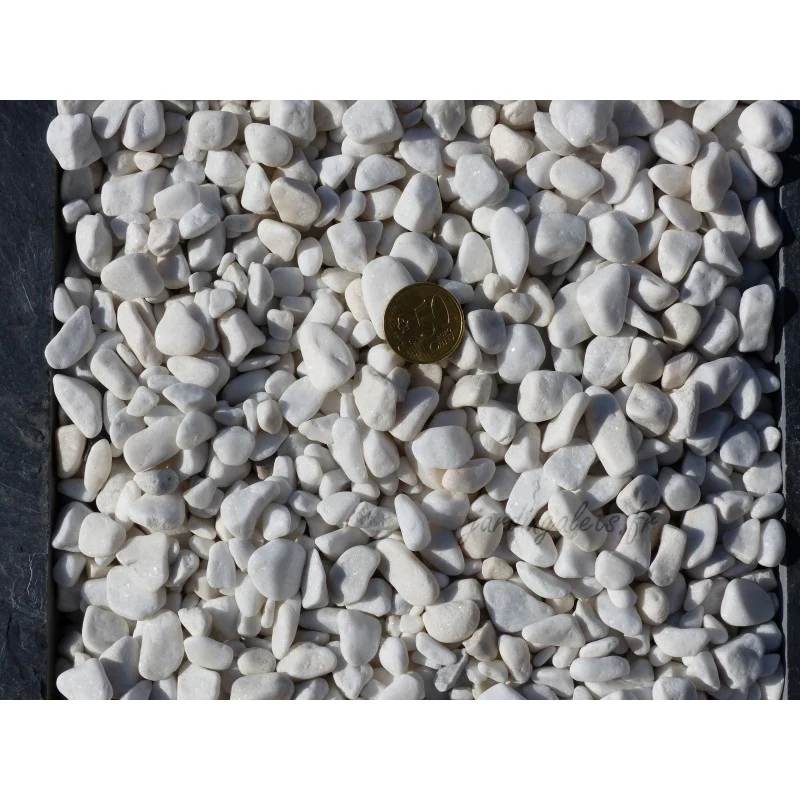 Galets blanc décoratifs 10/15 - reflets pailletés - 60 kg/m²