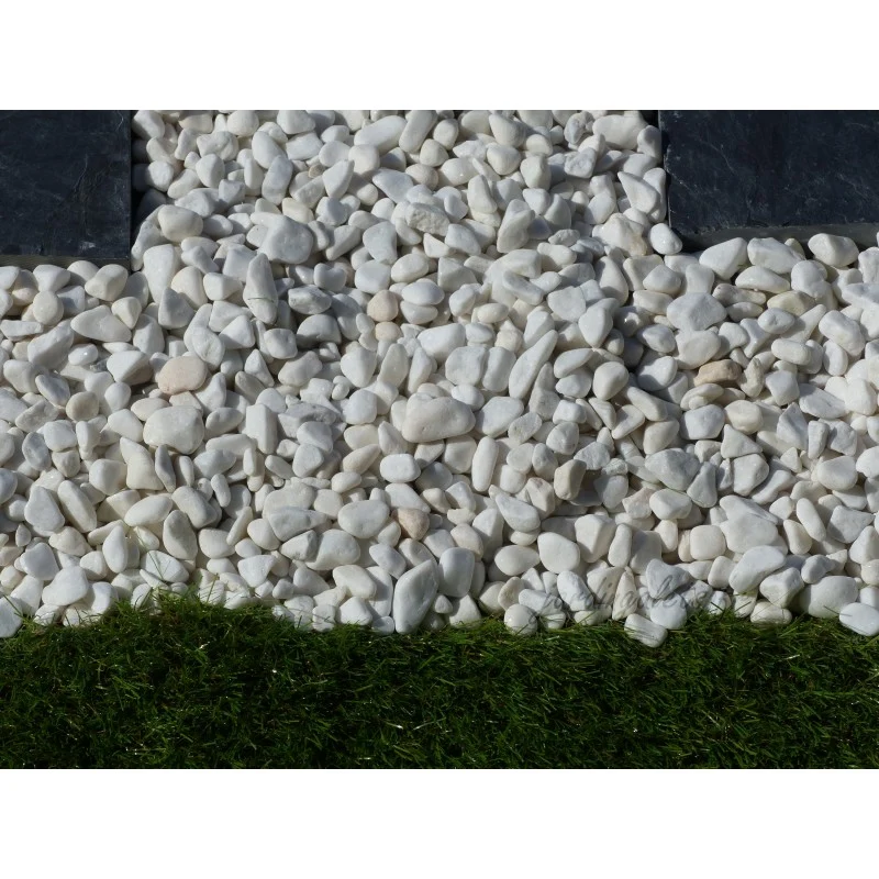 Galets blanc décoratifs 10/15 - reflets pailletés - 60 kg/m²