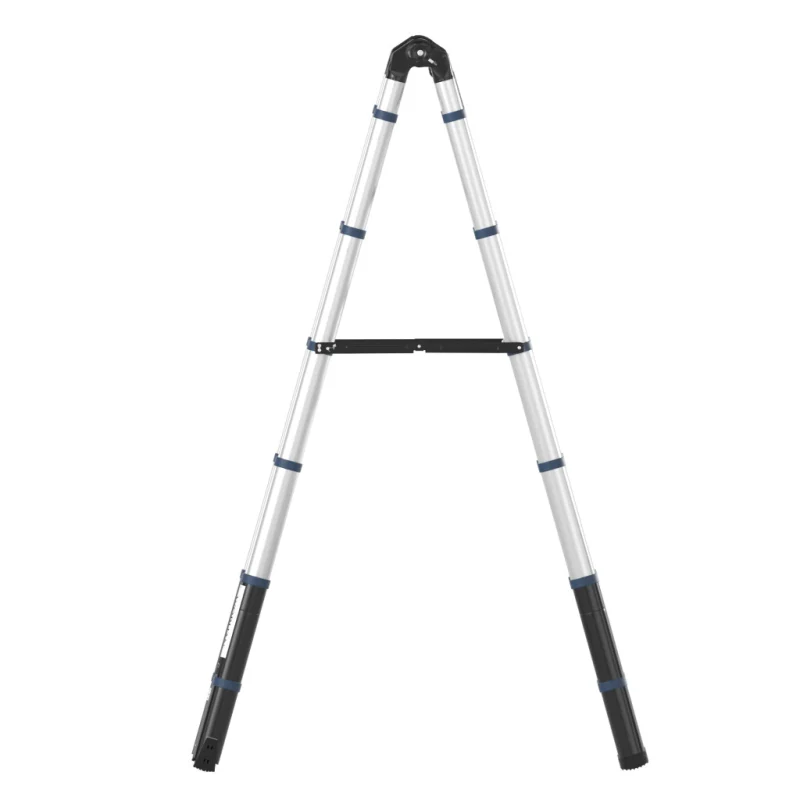 Escabeau télescopique en aluminium - 2 x 8 échelons - 5 m + 1 stabilisateur