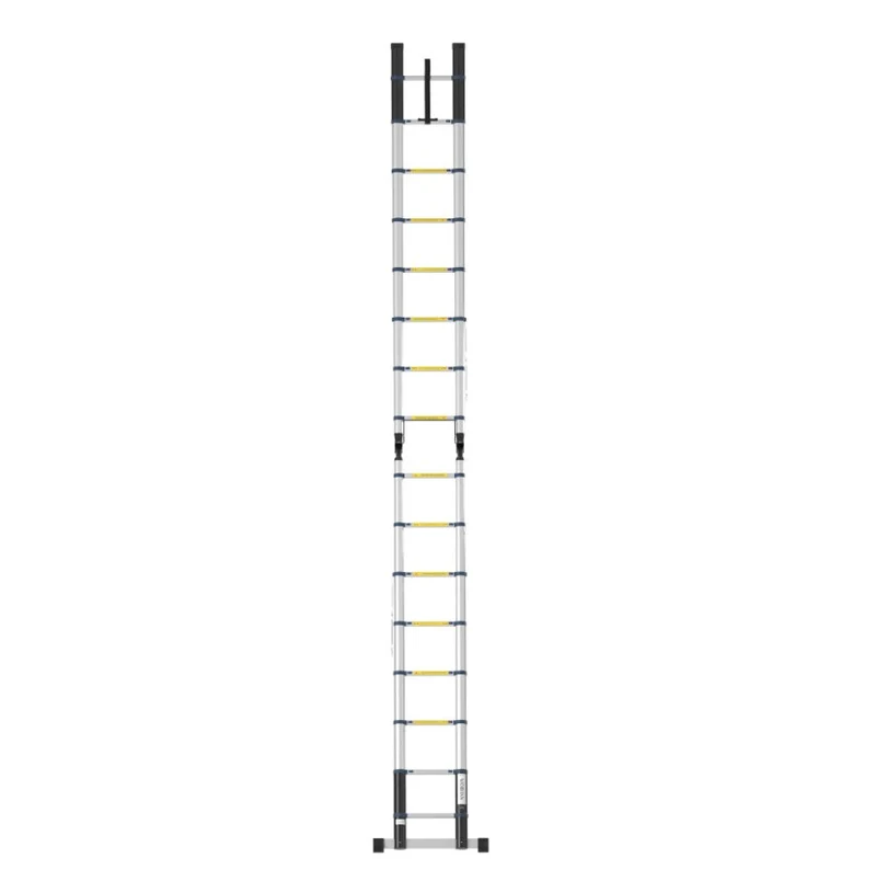 Escabeau télescopique en aluminium - 2 x 8 échelons - 5 m + 1 stabilisateur