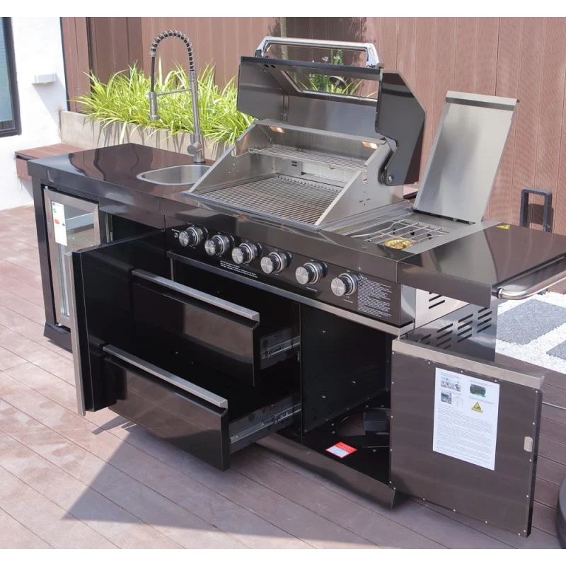 Cuisine d'extérieur CAMBRIDGE Noir Longueur 262 cm Largeur 60 cm
