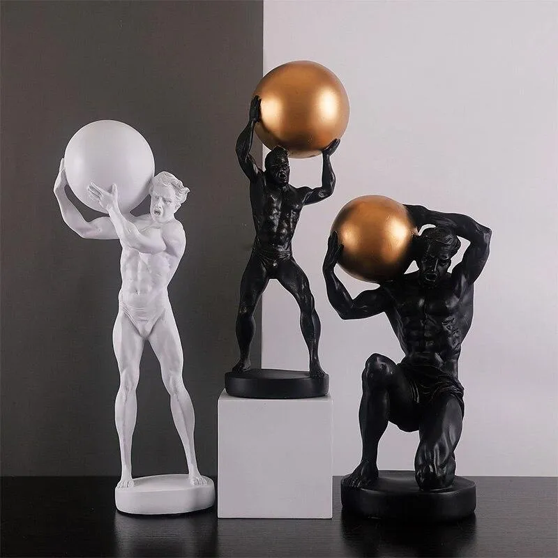 Résine Artisanat Hercule Sculpture Décoration de La Maison Accessoires Photographie Props Gym Sport Statue Art Artisanat Anniversaire Gidts