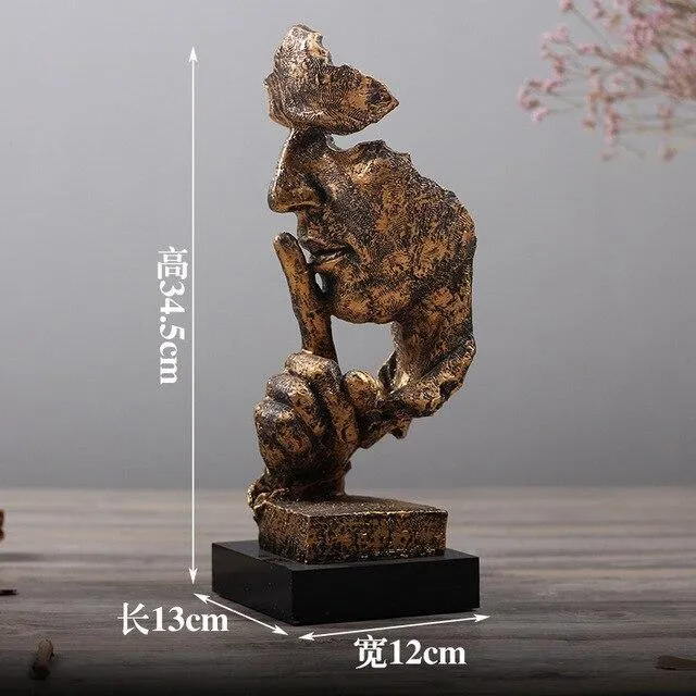 Décoration de la maison Ornements Le Silence Est Or Penseur Personnage Sculpture Antique Résine Figurine Magasin Vitrine Décoration Artware