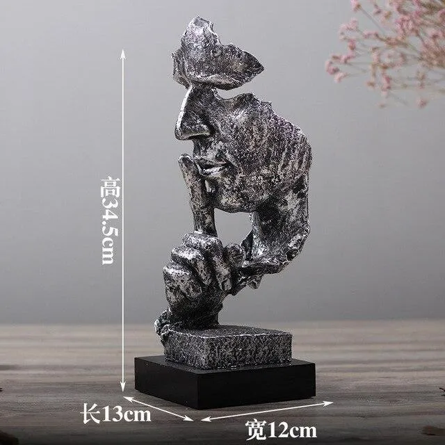 Décoration de la maison Ornements Le Silence Est Or Penseur Personnage Sculpture Antique Résine Figurine Magasin Vitrine Décoration Artware