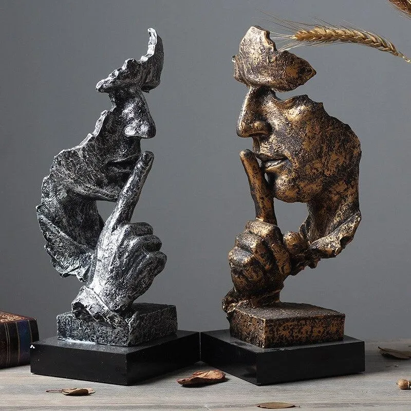 Nordique abstrait Silence est or Statue décoration de la maison résine Art moderne Sculpture Figurine bureau décoration ameublement Artware
