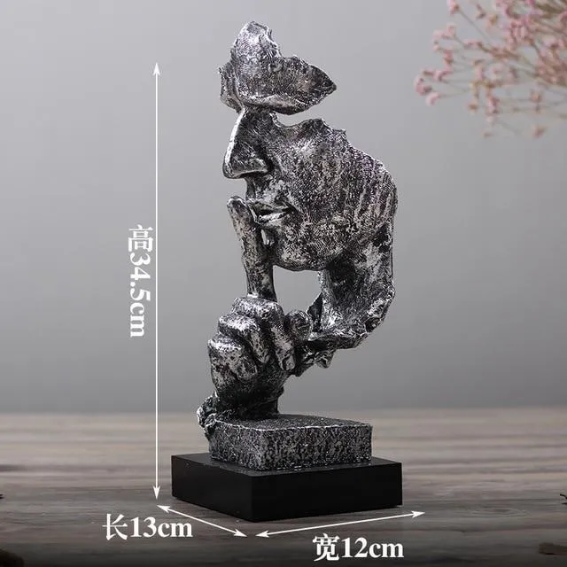 Nordique abstrait Silence est or Statue décoration de la maison résine Art moderne Sculpture Figurine bureau décoration ameublement Artware