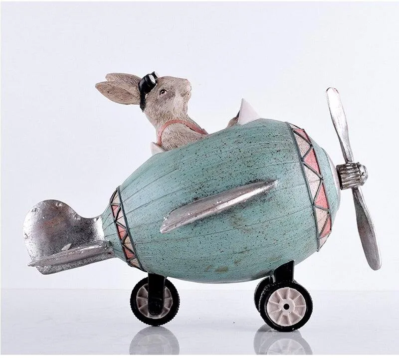 Lapin créatif monte moto pilotes avions modèle miniature décoration de la maison accessoires enfant jouets enfants chevet décor artisanat