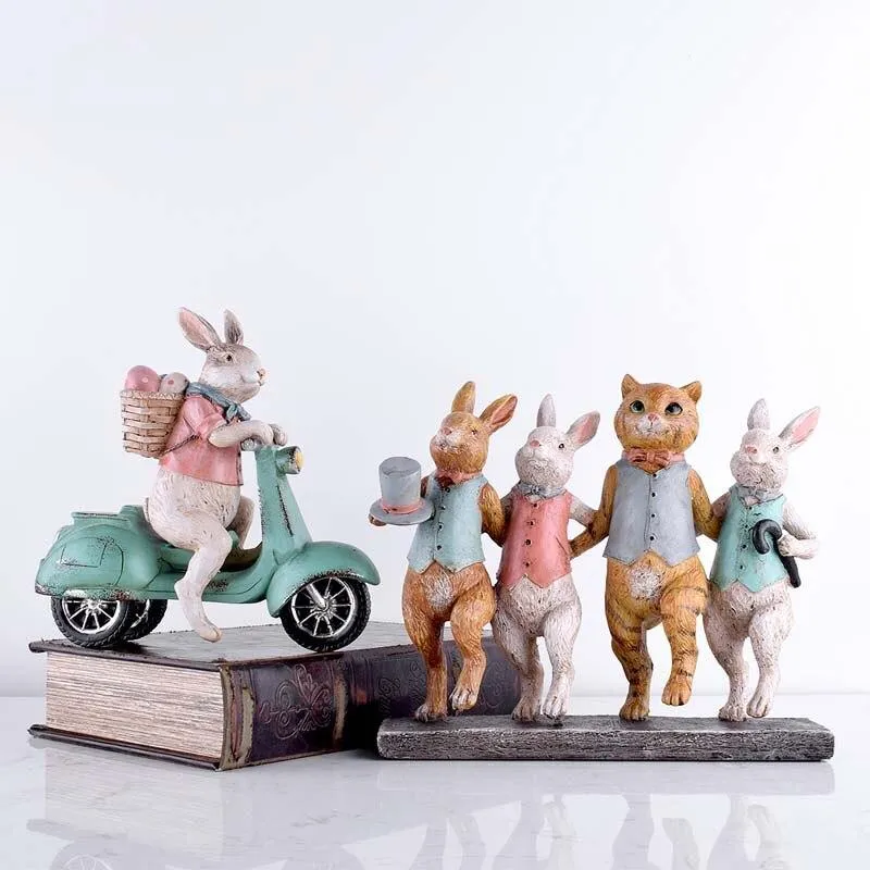 Lapin créatif monte moto pilotes avions modèle miniature décoration de la maison accessoires enfant jouets enfants chevet décor artisanat
