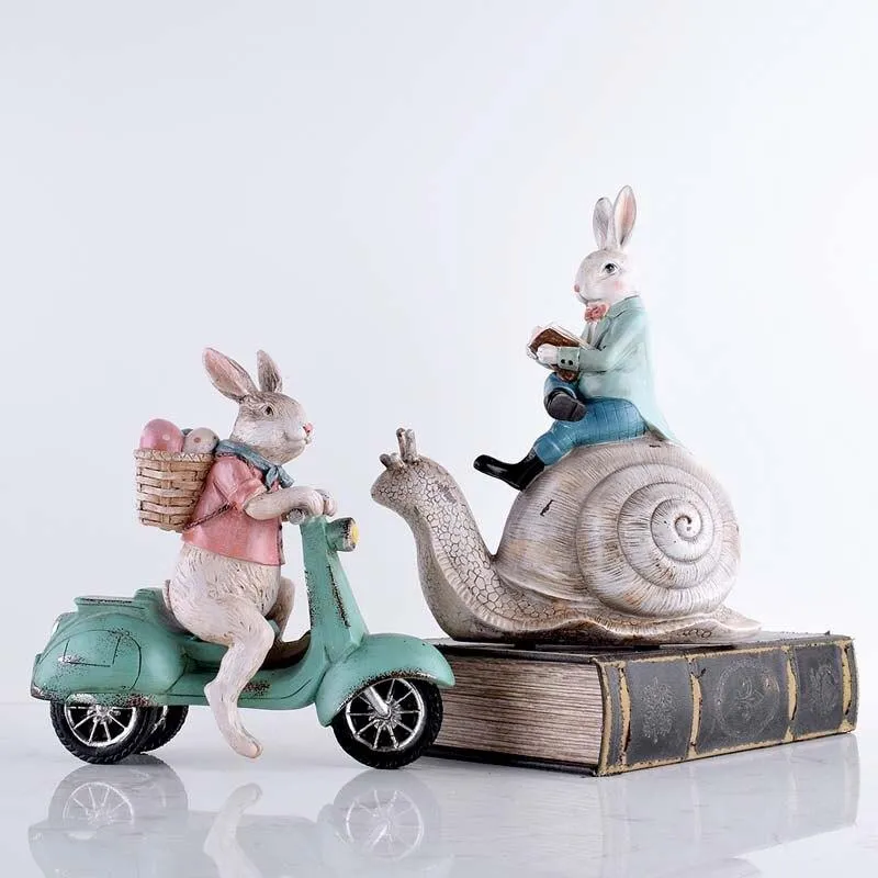 Lapin créatif monte moto pilotes avions modèle miniature décoration de la maison accessoires enfant jouets enfants chevet décor artisanat