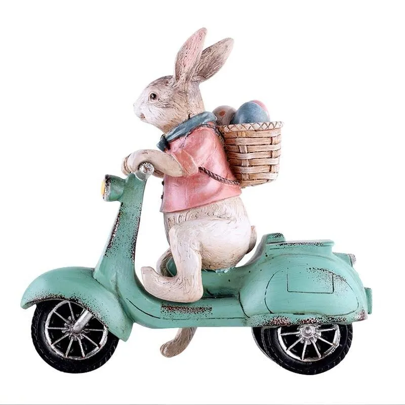 Lapin créatif monte moto pilotes avions modèle miniature décoration de la maison accessoires enfant jouets enfants chevet décor artisanat