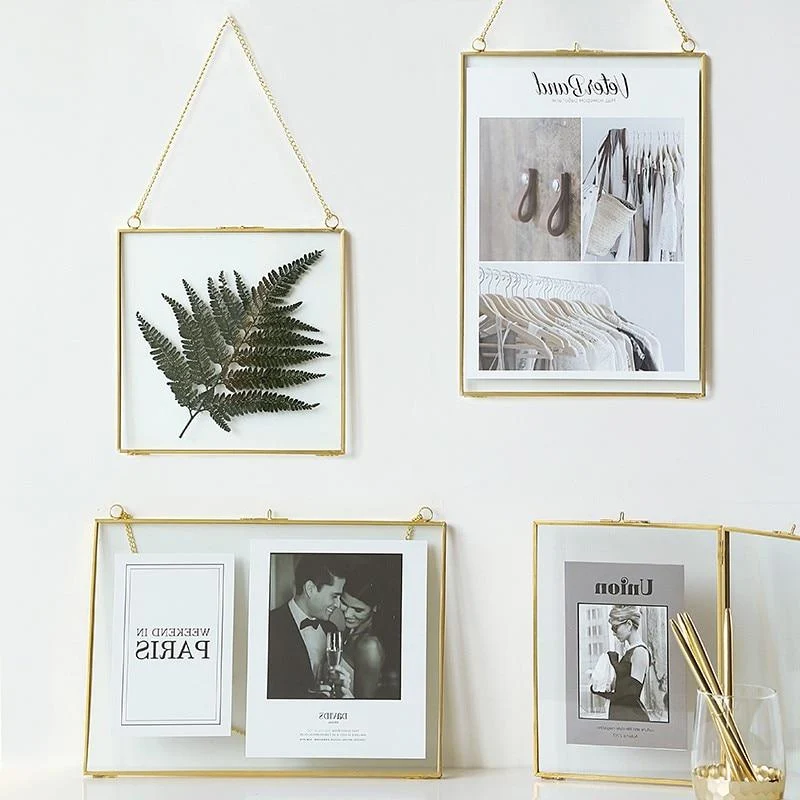 Nordic Light De Luxe Or Laiton Suspendu Cadre 6 pouces 8 pouces Salon Tenture Murale Décor Cadres Photo Ornements Cadeaux De Mariage