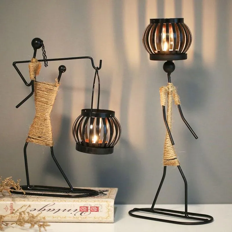 Ornements en métal nordique faits à la main artisanat pour la décoration de la maison bougeoir bougeoir décor Miniature modèle Figurines faites à la main Art cadeaux