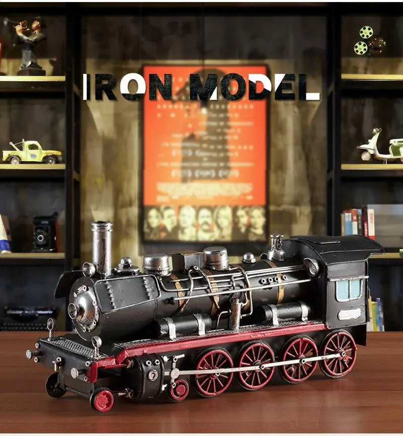 Rétro nostalgique Train à vapeur en métal modèle de voiture décoration de la maison accessoires fer Bus Miniature modèle bibliothèque décoration ornements