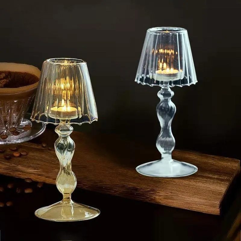 Bougeoir en verre nostalgique nordique fait à la main fournitures pour la maison chandelier ornement salon affichage ameublement décors de mariage