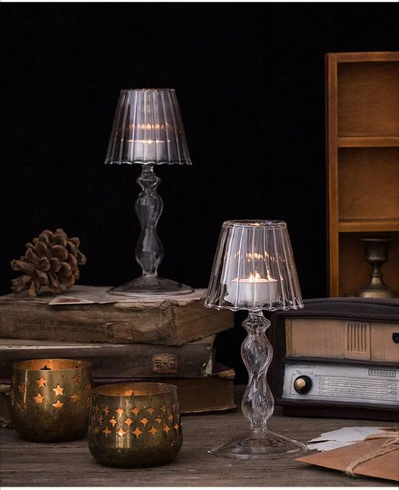 Bougeoir en verre nostalgique nordique fait à la main fournitures pour la maison chandelier ornement salon affichage ameublement décors de mariage