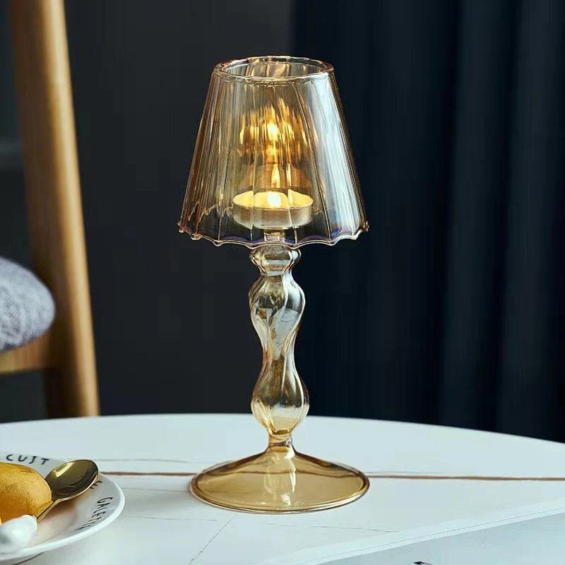 Bougeoir en verre nostalgique nordique fait à la main fournitures pour la maison chandelier ornement salon affichage ameublement décors de mariage