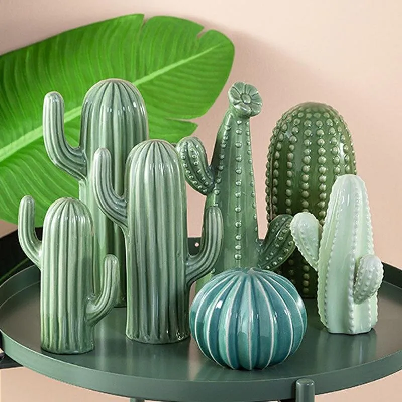 Nordique Céramique Simulation Cactus Miniature Modèle Décorations Pour La Maison Salon Cave À Vin Décoration Ornement Artisanat Ornement