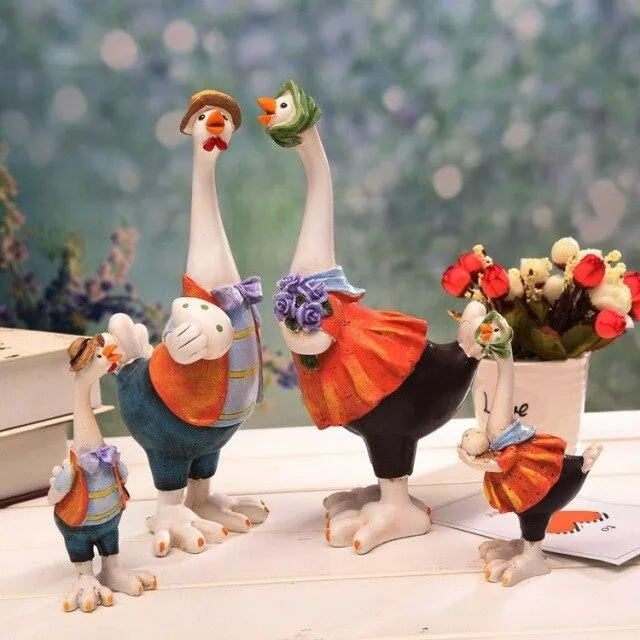 Décor à la maison créatif poulet famille ornement résine poupée artisanat ornement Animal Figurine cadeau d'anniversaire décoration de la maison accessoires