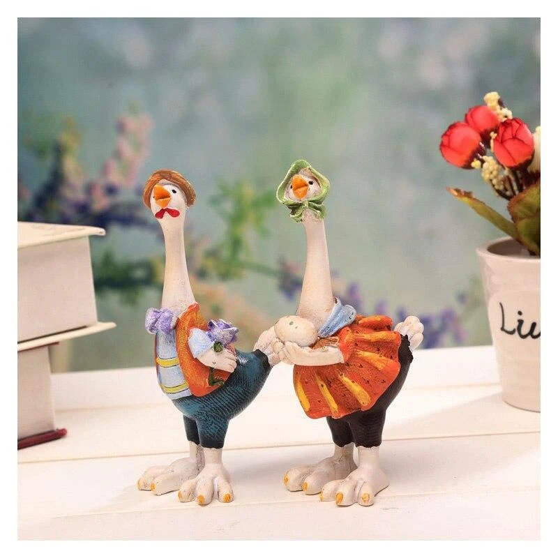 Décor à la maison créatif poulet famille ornement résine poupée artisanat ornement Animal Figurine cadeau d'anniversaire décoration de la maison accessoires