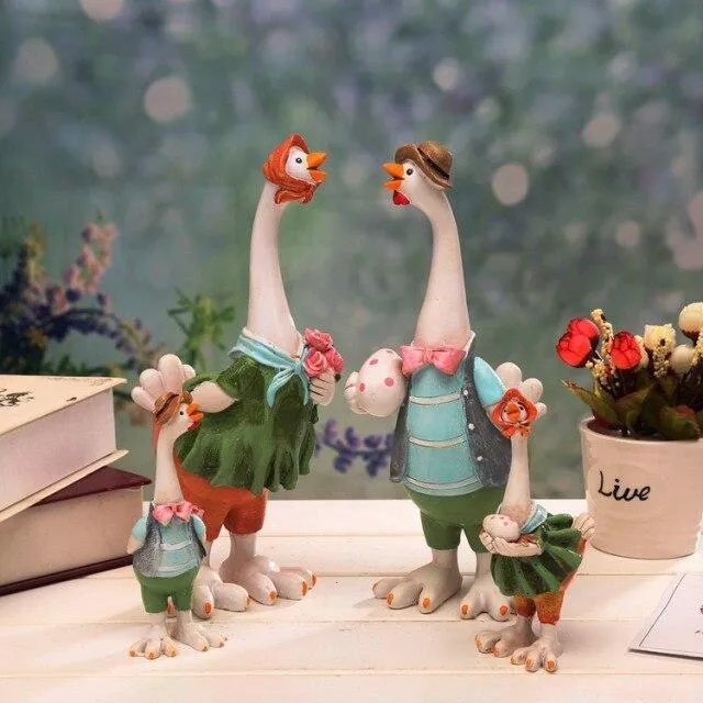 Décor à la maison créatif poulet famille ornement résine poupée artisanat ornement Animal Figurine cadeau d'anniversaire décoration de la maison accessoires