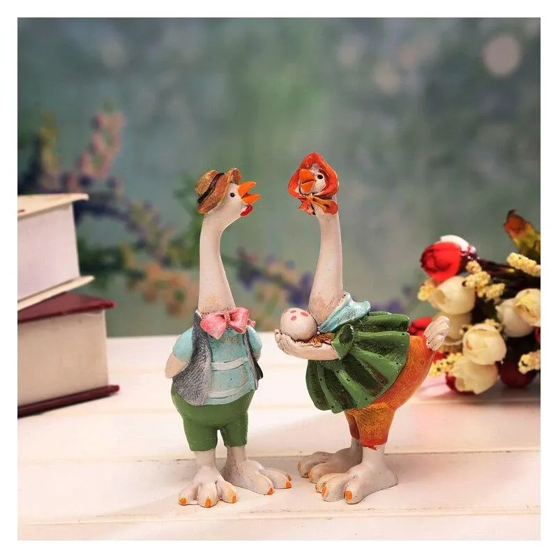 Décor à la maison créatif poulet famille ornement résine poupée artisanat ornement Animal Figurine cadeau d'anniversaire décoration de la maison accessoires