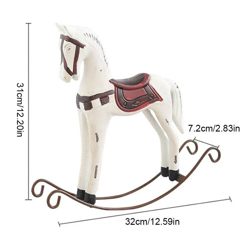 Statue de décoration européenne créative corde de chanvre en bois cheval à bascule cadeau fait main décoration de la maison accessoires ornement de cheval