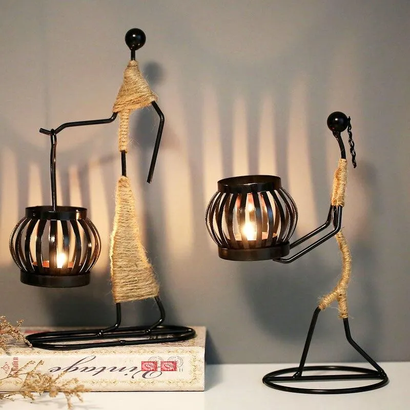 Main En Métal Hommes Chandelier Ornement Décoration de La Maison Bougeoir Chandelier Décor Miniature Modèle À La Main Figurines Art Cadeaux