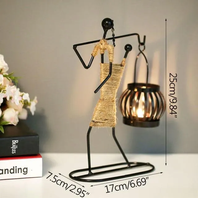 Main En Métal Hommes Chandelier Ornement Décoration de La Maison Bougeoir Chandelier Décor Miniature Modèle À La Main Figurines Art Cadeaux